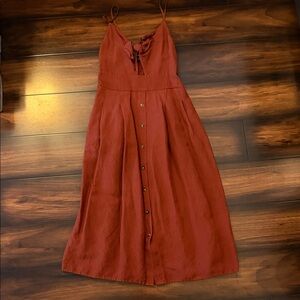 Express Linen Button-Down Midi Dress